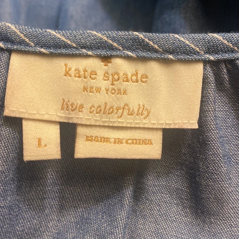 Kate Spade Indigo Railroad Chambray Tassel Top L